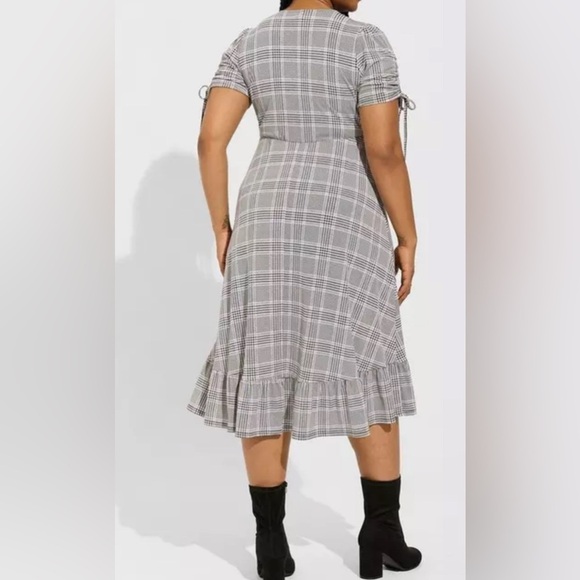 Torrid Plaid Dress Midi Faux Wrap Studio Knit Black Purple Plus Size 2X Women’s - Picture 2 of 13